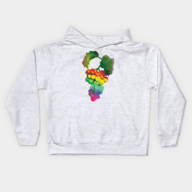 Grape Rainbow Fruit Kids Hoodie by ThinkingSimple